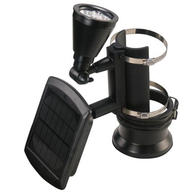 Black Outdoor Solar Powered 4-LED Flagpole Light