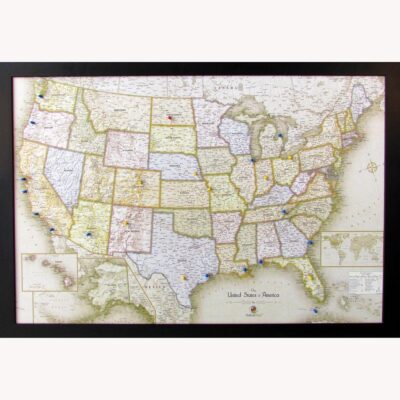 Magnetic Travel Map USA, Classic Tan, 36×24