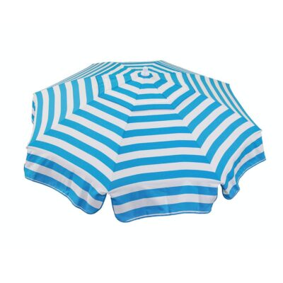 Italian 6 ft Patio Umbrella Acrylic Stripes Turquoise and White