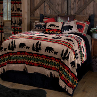 Bear Trails Black 3-piece Sherpa King Bedding Set