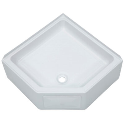 Better Bath RV Corner Shower Pan with Center Drain, 27″ x 27″, White