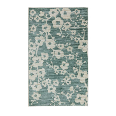 Mohawk Blossom Rug, Teal, 5′ x 8′