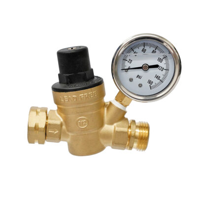 Adjustable RV Water Pressure Regulator with Gauge, 0-85 PSI