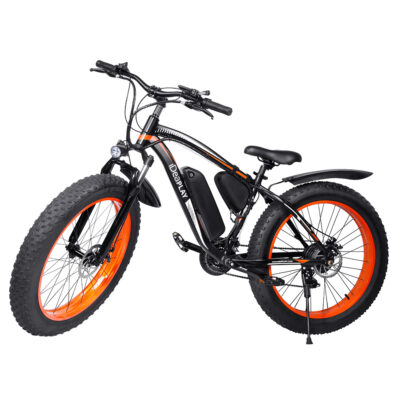 iDeaPlay Men’s 26″ Electric Mountain Bike, 350W, Black/Orange