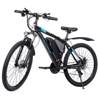 iDeaPlay Men’s 26″ Electric Mountain Bike, 250W, Black/Blue