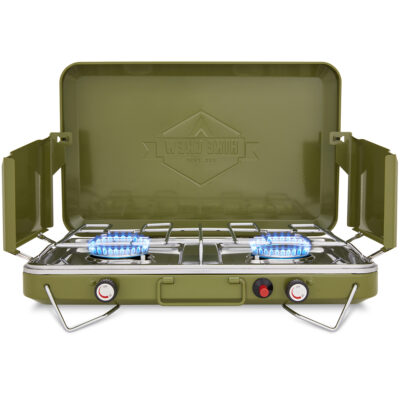 Hike Crew Deluxe Dual Burner Camping Stove, Green