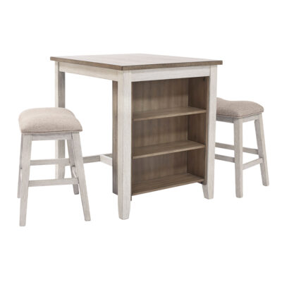 Skempton Counter Height Bookshelf Dining Table and Bar Stools (Set of 3)