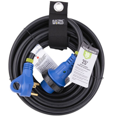 Electric World 30 Amp 25′ Detachable Cordset with Light