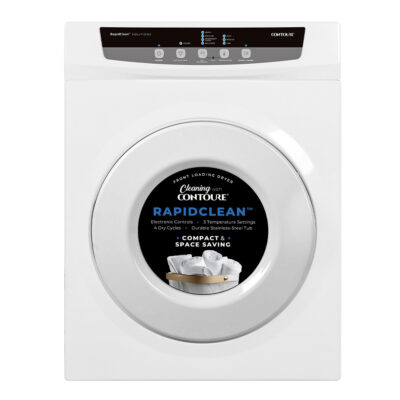 CONTOURE 24″ Stackable Front-Load Electric Dryer, White – Camping World Exclusive!