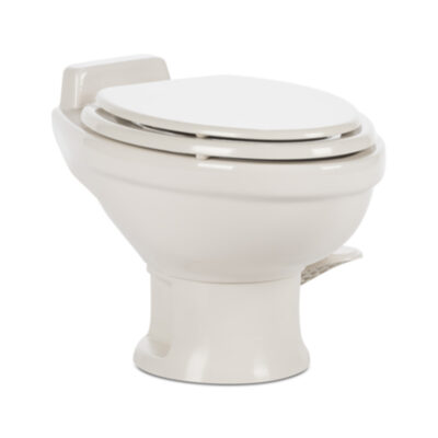 Dometic 321 Series Low Profile Gravity RV Toilet with Elongated Ceramic Bowl, Bone