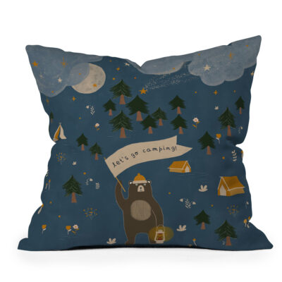 Deny Designs Let’s Go Camping Throw Pillow, 16″ x 16″