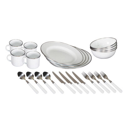 Stansport Deluxe 24-Piece Enamel Tableware Set