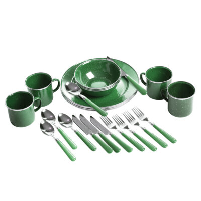 Stansport Deluxe 24-Piece Enamel Tableware Set