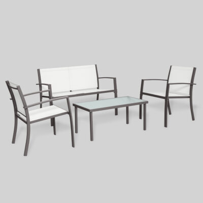 Ostrich Woodcliff Lake 4-Piece Patio Set, Tan/White