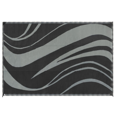 LED Illuminated Patio Mat with Wave Design, 9′ x 12′, Black