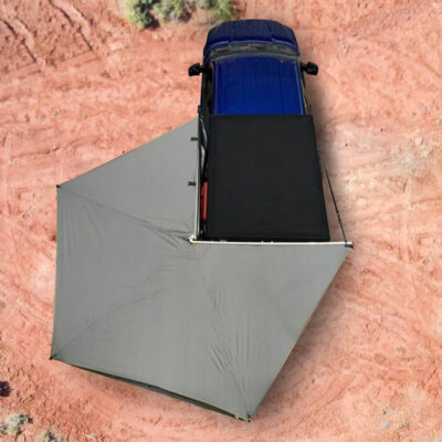 Overland Vehicle Systems Nomadic 270 LT Awning with Wall 1, 2, and Mounting Brackets, Driver Side, Dark Gray